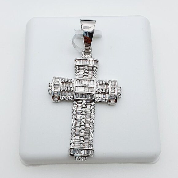 "925 Sterling Silver Plated CZ Pendant, EVBRS607 - Picture 7 of 11